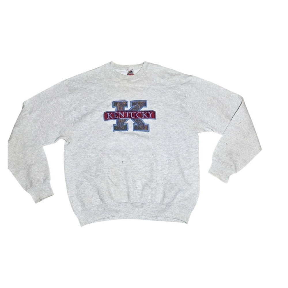 Vintage 90s College NCAA Kentucky Wildcats Crewneck Sweatshirt XL Gray USA BH